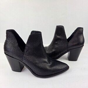 Lucchese Alma Exotic Black Python Vamp Leather Ankle Booties 9.5M